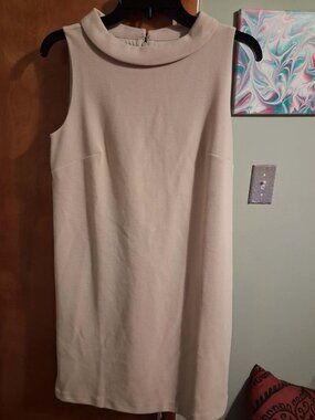 Ann Taylor Dress Size 6 The Petite Mock Neck Shift Tan Camel